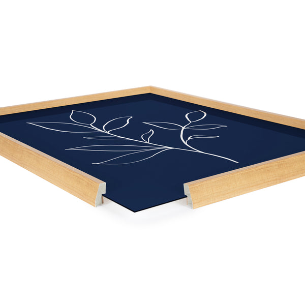 Kate & Laurel Blake Modern Blue Botanical Line Sketch Print 2 Framed Printed Glass By The Creative Bunch Studio