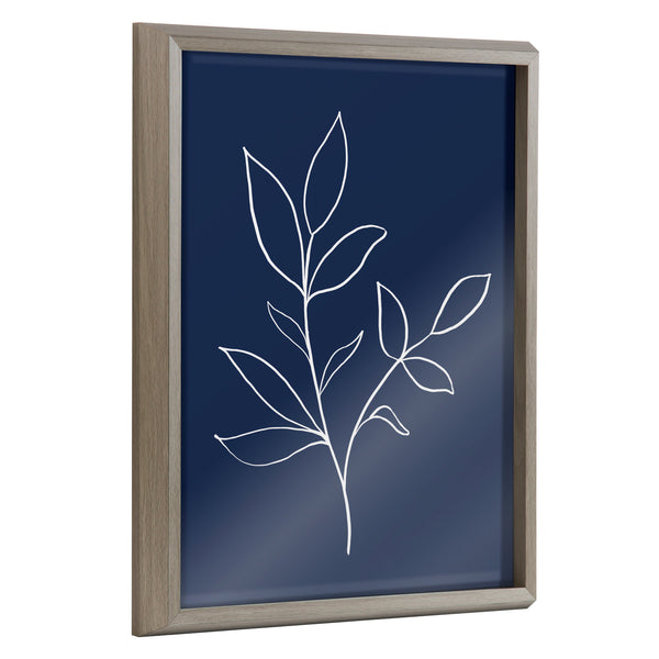 kate & laurel Blake Modern Blue Botanical Line Sketch Print 2 Framed Printed Glass by The Creative Bunch Studio