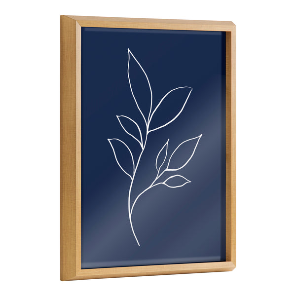 Kate & Laurel Blake Modern Blue Botanical Line Sketch Print 3 Framed Printed Glass By The Creative Bunch Studio