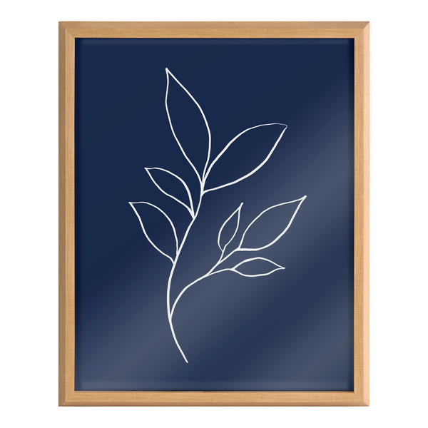 Kate & Laurel Blake Modern Blue Botanical Line Sketch Print 3 Framed Printed Glass By The Creative Bunch Studio