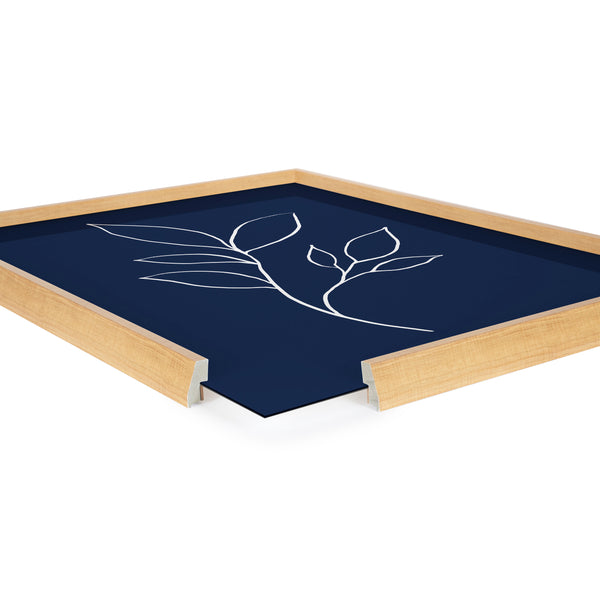 Kate & Laurel Blake Modern Blue Botanical Line Sketch Print 3 Framed Printed Glass By The Creative Bunch Studio