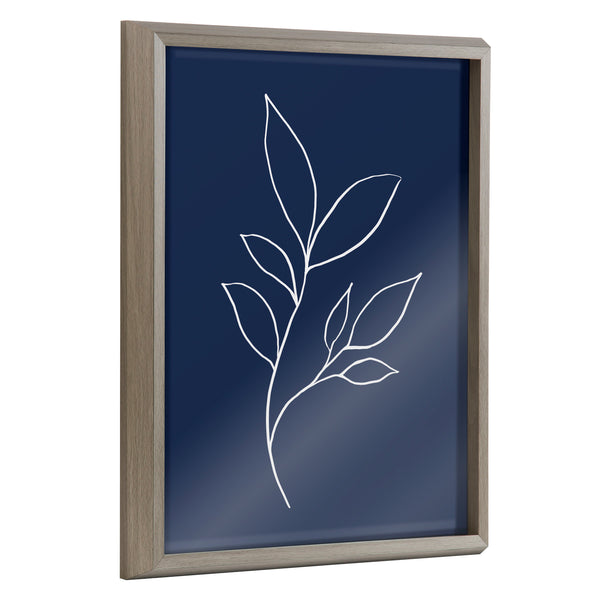 kate & laurel Blake Modern Blue Botanical Line Sketch Print 3 Framed Printed Glass by The Creative Bunch Studio