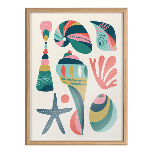Kate & Laurel Blake Modern Colorful Seashells Framed Printed Glass By Rachel Lee Of My Dream Wall