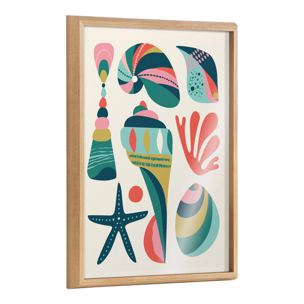 kate & laurel Blake Modern Colorful Seashells Framed Printed Glass by Rachel Lee of My Dream Wall