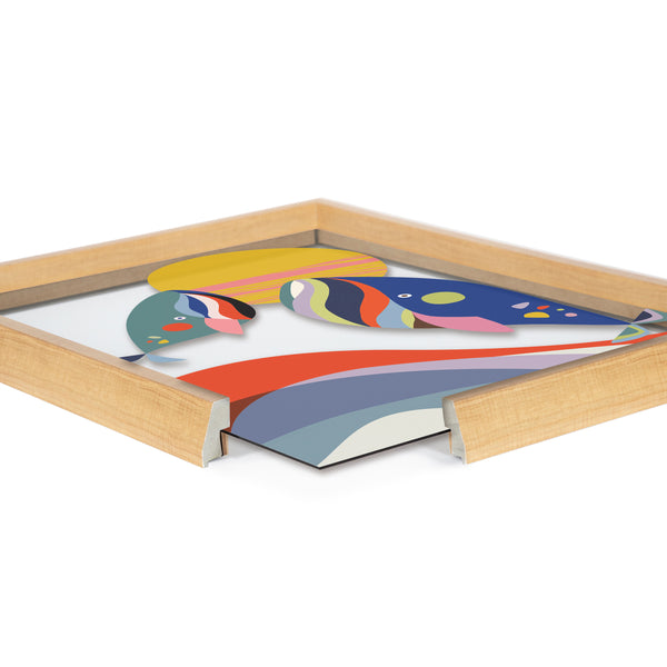 Kate & Laurel Blake Modern Colorful Whales Framed Printed Glass By Rachel Lee Of My Dream Wall