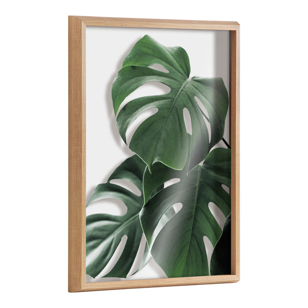 kate & laurel Blake Monstera leaves Framed Printed Glass by Amy Peterson Art Studio