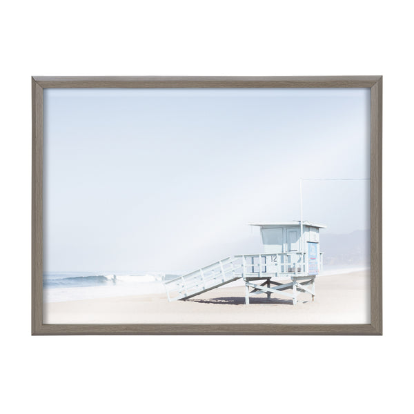 Kate & Laurel Blake Pale Blue Life Guard Tower Framed Printed Glass By Caroline Mint