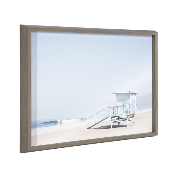 kate & laurel Blake Pale Blue Life Guard Tower Framed Printed Glass by Caroline Mint
