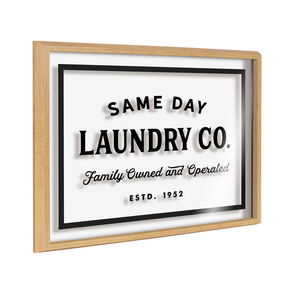 kate & laurel Blake Same Day Laundry Framed Printed Glass by Maggie Price of Hunt and Gather Goods