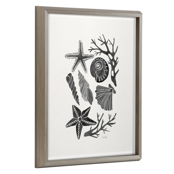 kate & laurel Blake Seashells Black Framed Printed Glass by Cat Coquillette
