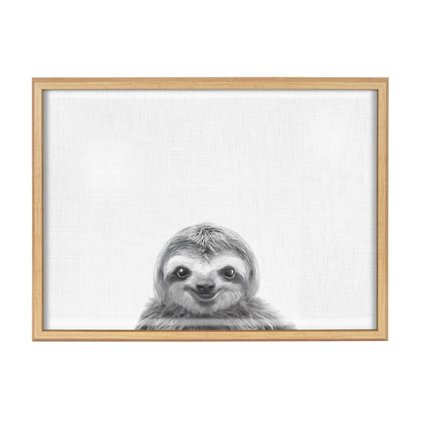Kate & Laurel Blake Sloth Framed Printed Glass By Simon Te Of Tai Prints