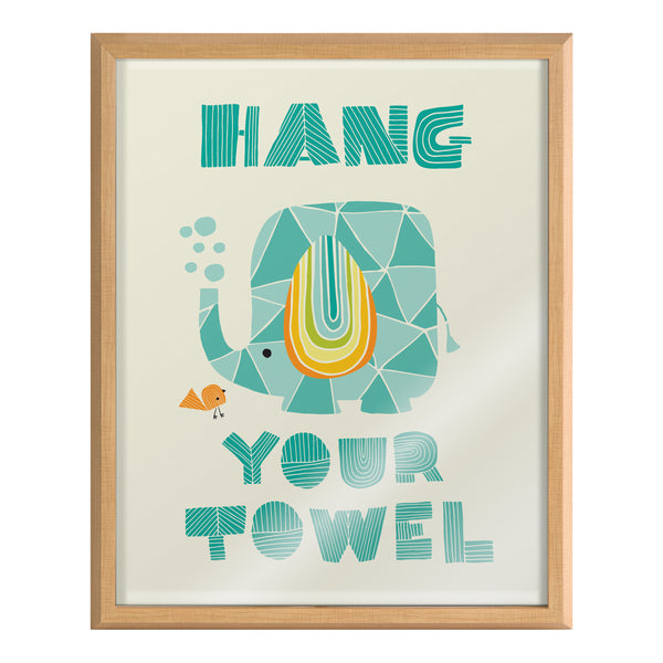 Kate & Laurel Blake Splish Splash Zoo Elephant Framed Printed Glass By Heather Rosas