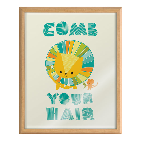 Kate & Laurel Blake Splish Splash Zoo Lion Framed Printed Glass By Heather Rosas