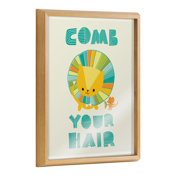 kate & laurel Blake Splish Splash Zoo Lion Framed Printed Glass by Heather Rosas