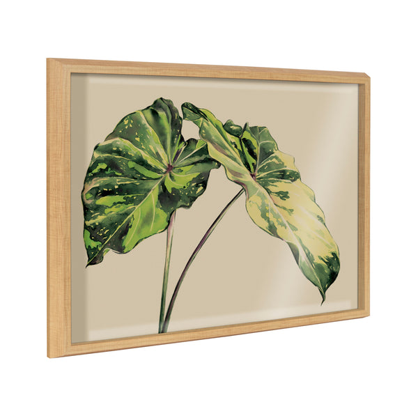 Kate & Laurel Blake Spotted Leaves Neutral Framed Printed Glass By Emily Marie Watercolors