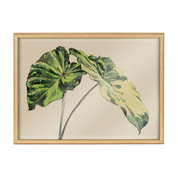 Kate & Laurel Blake Spotted Leaves Neutral Framed Printed Glass By Emily Marie Watercolors