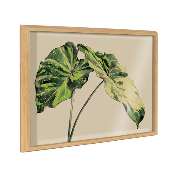 kate & laurel Blake Spotted Leaves Neutral Framed Printed Glass by Emily Marie Watercolors