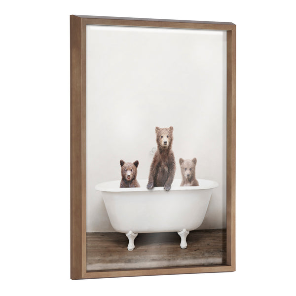 Kate & Laurel Blake Three Little Bears In Vintage Bathtub Framed Printed Glass By Amy Peterson Art Studio