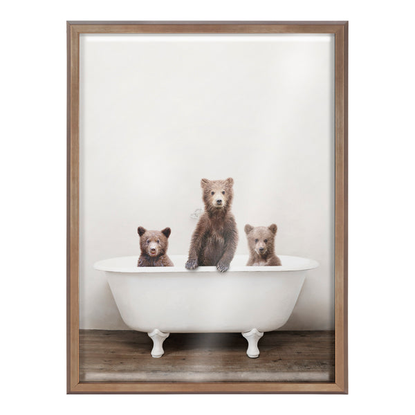 Kate & Laurel Blake Three Little Bears In Vintage Bathtub Framed Printed Glass By Amy Peterson Art Studio