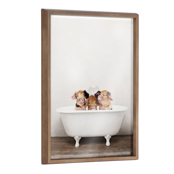 Kate & Laurel Blake Three Little Pigs In Vintage Bathtub Framed Printed Glass By Amy Peterson Art Studio