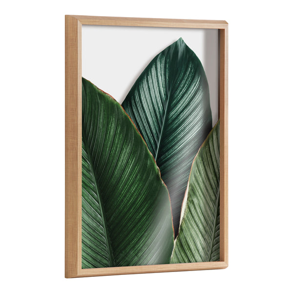 kate & laurel Blake Tropical Palm Leaves Framed Printed Glass by Amy Peterson Art Studio