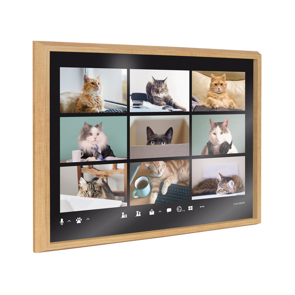 kate & laurel Blake Video Chat Cats Framed Printed Glass by The Creative Bunch Studio
