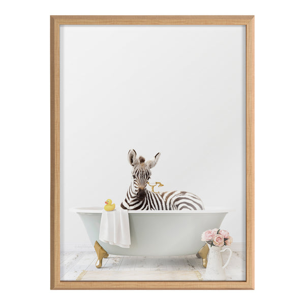 Kate & Laurel Blake Zebra Cottage Bathroom Framed Printed Glass By Amy Peterson Art Studio