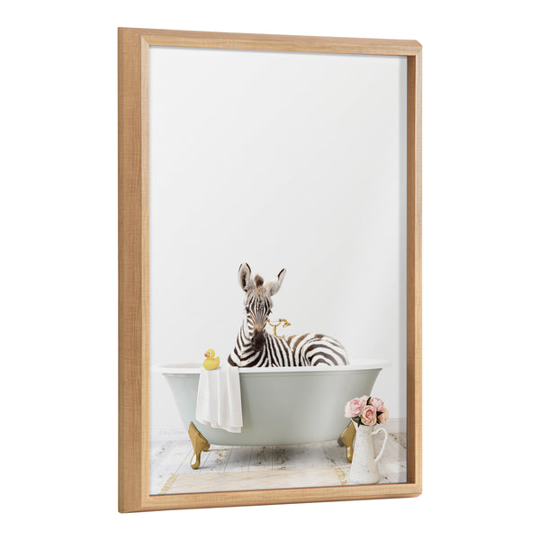 kate & laurel Blake Zebra Cottage Bathroom Framed Printed Glass by Amy Peterson Art Studio