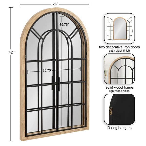 Kate & Laurel Boldmere Wood/Metal Arch Windowpane Mirror