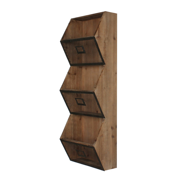 Kate & Laurel Burdock Wood And Metal Wall Storage Pockets