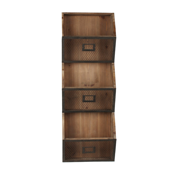 Kate & Laurel Burdock Wood And Metal Wall Storage Pockets