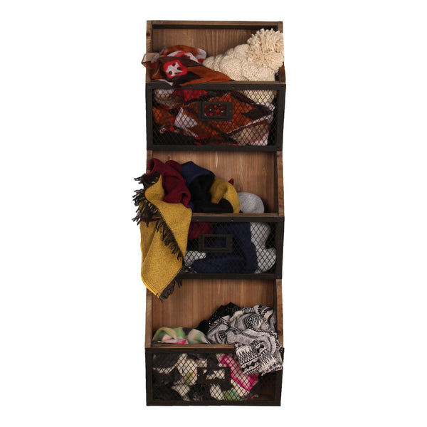 Kate & Laurel Burdock Wood And Metal Wall Storage Pockets