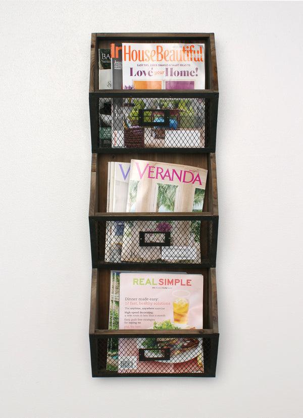 kate & laurel Burdock Wood and Metal Wall Storage Pockets