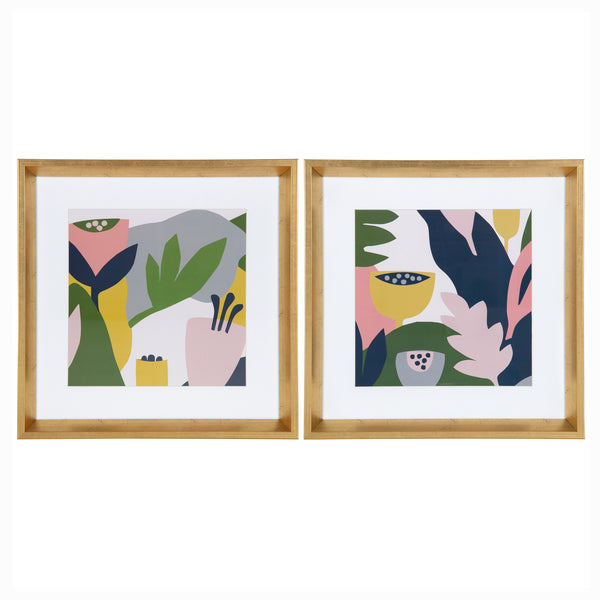 kate & laurel Calter Myriam's Garden Framed Print Art Set by Myriam Van Neste
