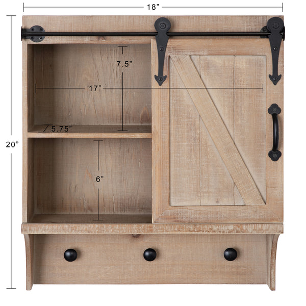 Kate & Laurel Cates Decorative Barn Door Wood Wall Mounted Cabinet