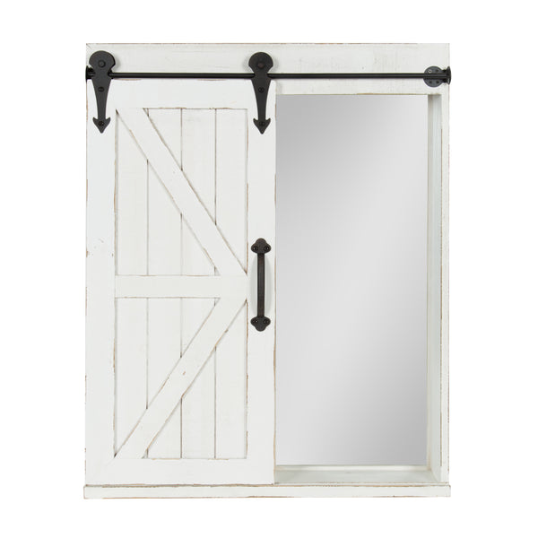 kate & laurel Cates Decorative Bath Medicine Cabinet Mirror with Barn Door