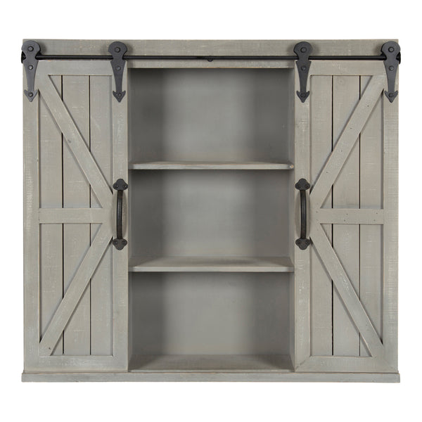 Kate & Laurel Cates Decorative Wood Wall Storage Cabinet With Sliding Barn Doors