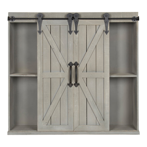 Kate & Laurel Cates Decorative Wood Wall Storage Cabinet With Sliding Barn Doors