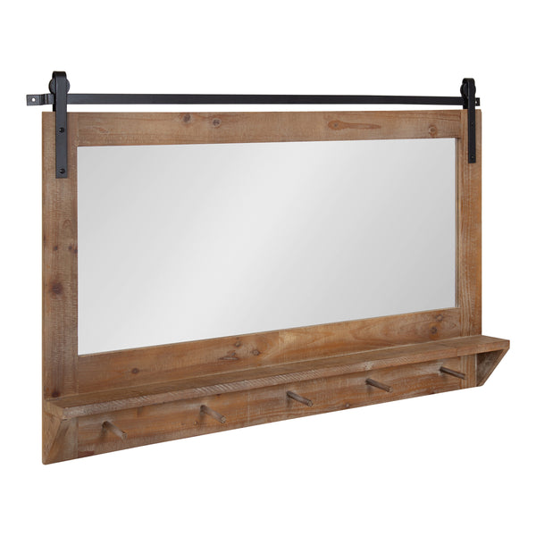 Kate & Laurel Cates Framed Wall Mirror With Shelf And Hooks
