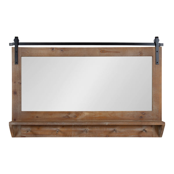 Kate & Laurel Cates Framed Wall Mirror With Shelf And Hooks