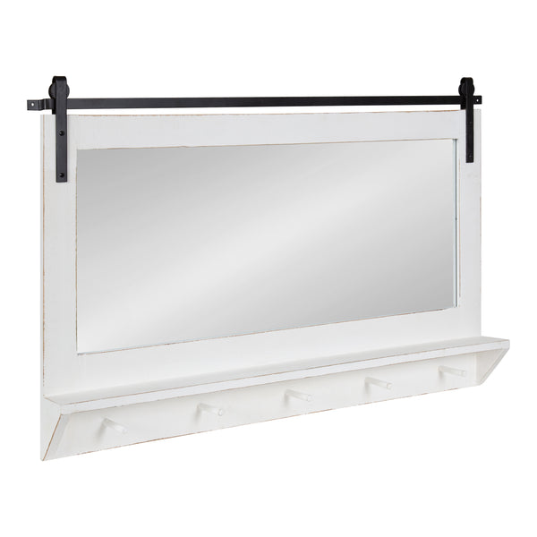kate & laurel Cates Framed Wall Mirror with Shelf and Hooks