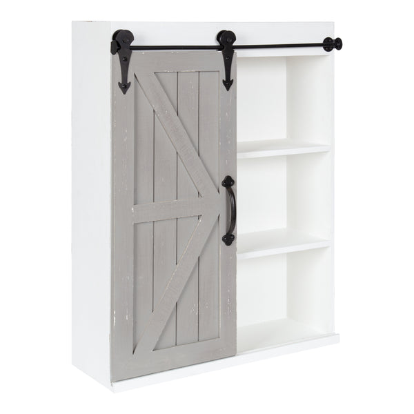 Kate & Laurel Cates Wood Wall Storage Cabinet With Sliding Barn Door