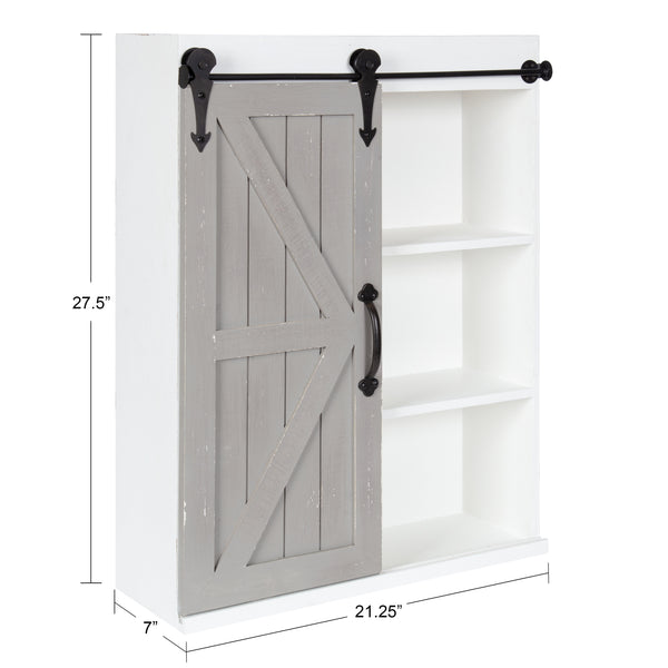 Kate & Laurel Cates Wood Wall Storage Cabinet With Sliding Barn Door