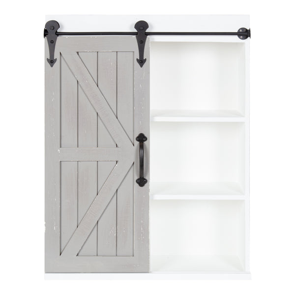 Kate & Laurel Cates Wood Wall Storage Cabinet With Sliding Barn Door