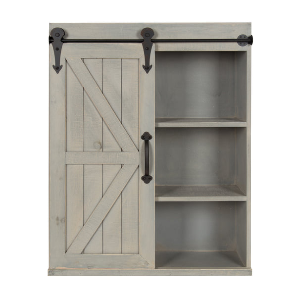 kate & laurel Cates Wood Wall Storage Cabinet with Sliding Barn Door