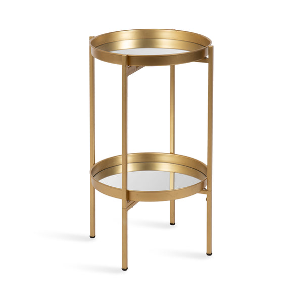 Kate & Laurel Celia Round 2-Tier Metal Foldable Tray Table