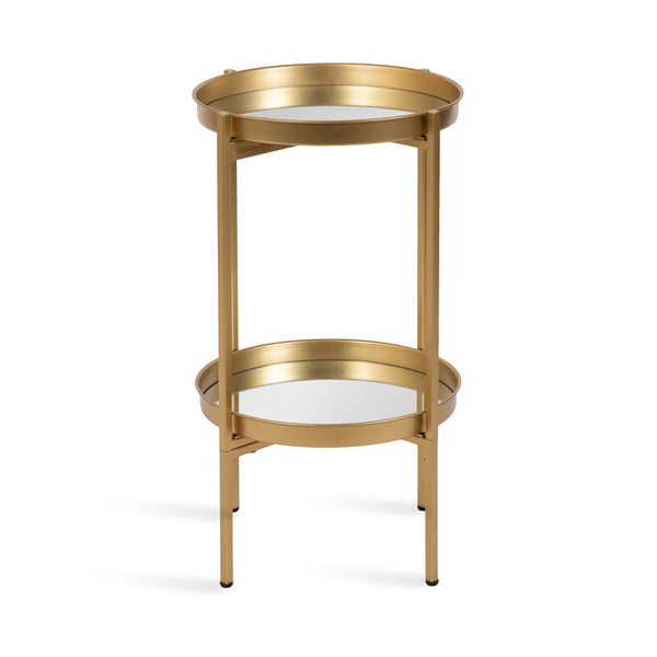 Kate & Laurel Celia Round 2-Tier Metal Foldable Tray Table
