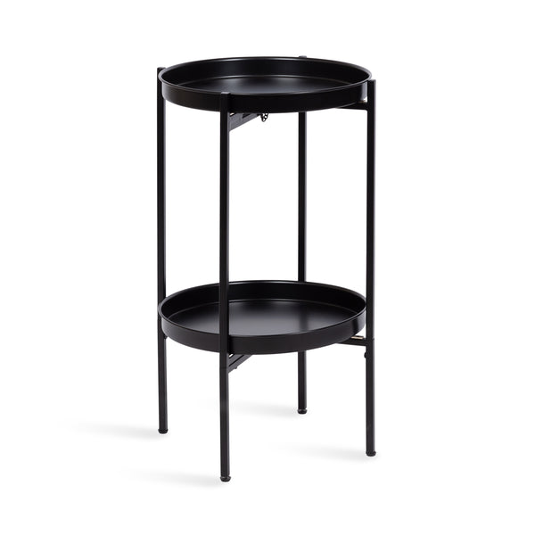 kate & laurel Celia Round 2-Tier Metal Foldable Tray Table
