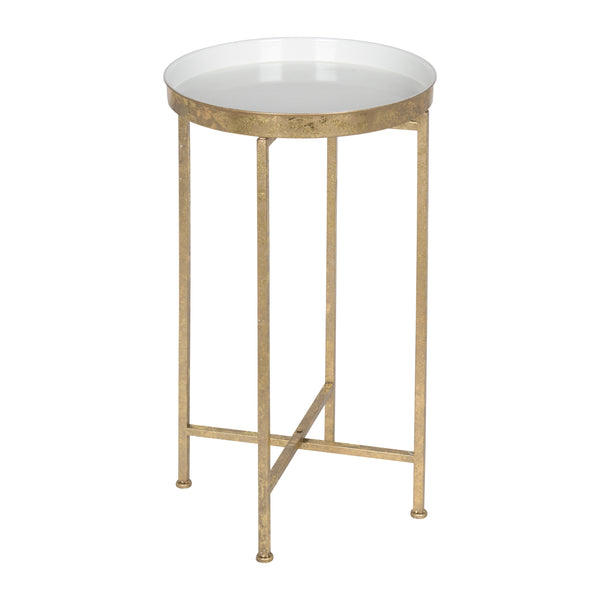 kate & laurel Celia Round Metal Foldable Tray Accent Table