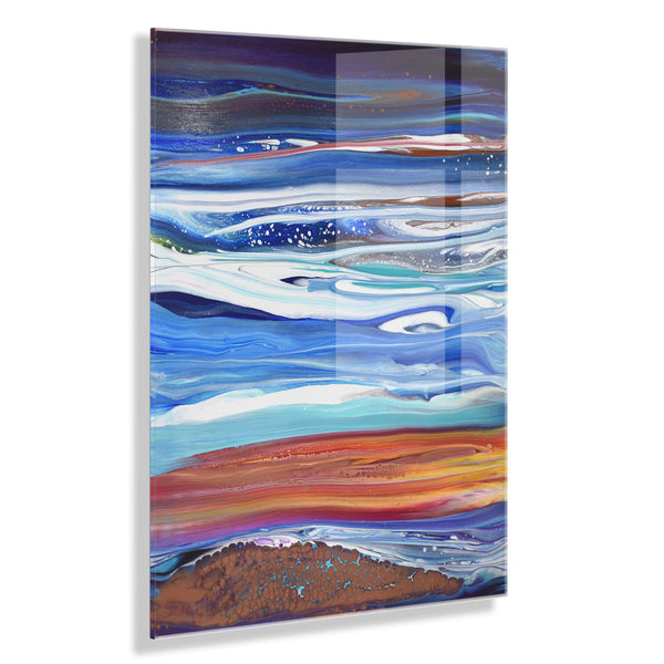 kate & laurel Coastal Currents Floating Acrylic Art by Xizhou Xie